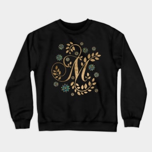 Luxury Golden Calligraphy Monogram with letter M Crewneck Sweatshirt